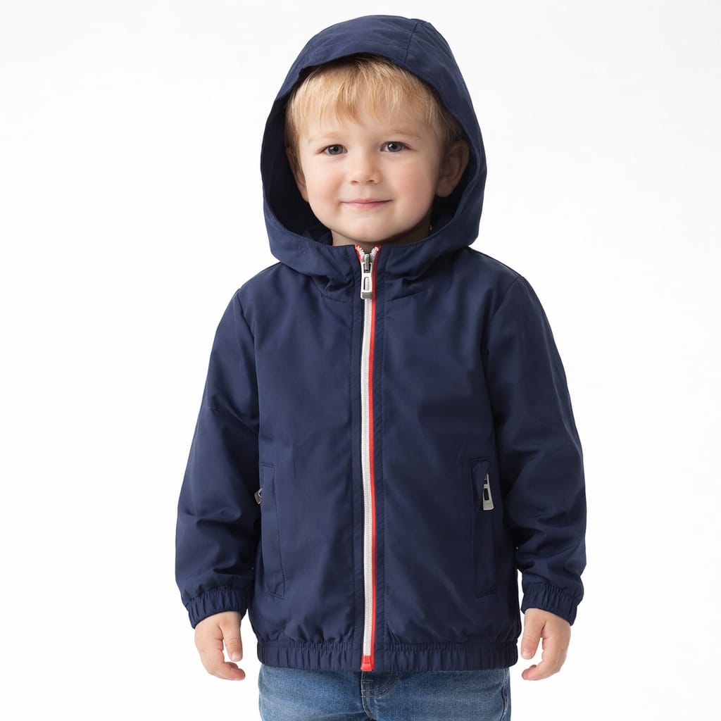 Giubbino antivento bambino con cappuccio